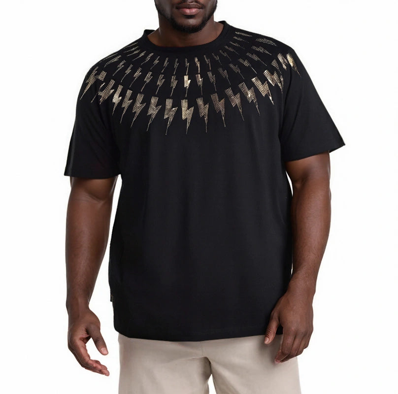 High-Quality Gold Foil Pattern Short Sleeve