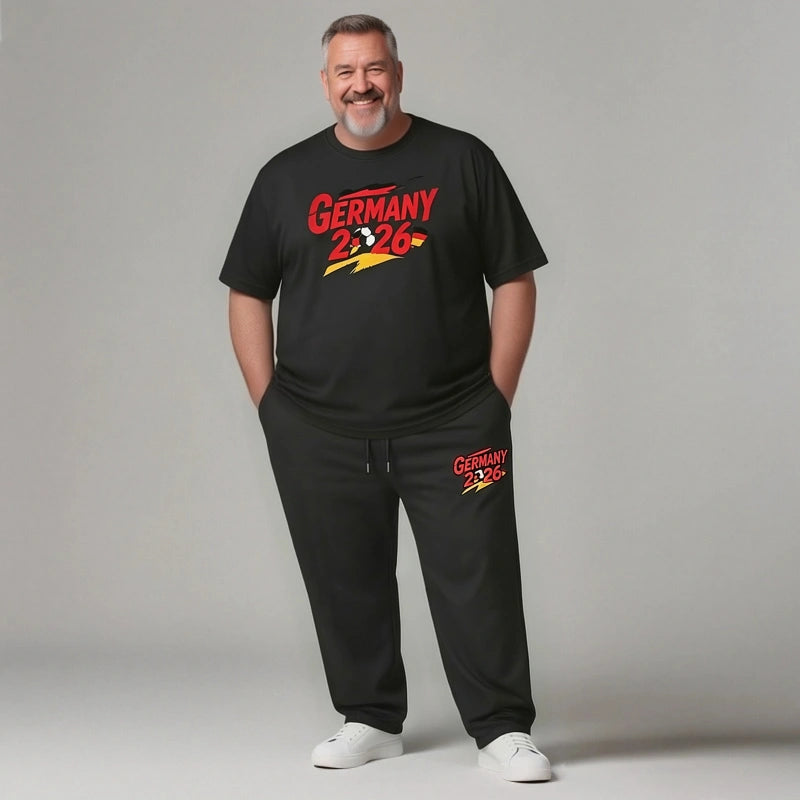 Germany 2026 Men's Big and Tall Soccer Football Graphic Tee and Lounge Pants/Shorts Set