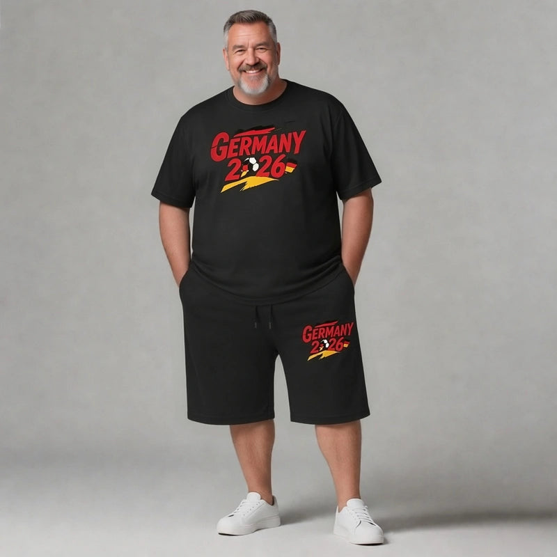 Germany 2026 Men's Big and Tall Soccer Football Graphic Tee and Lounge Pants/Shorts Set