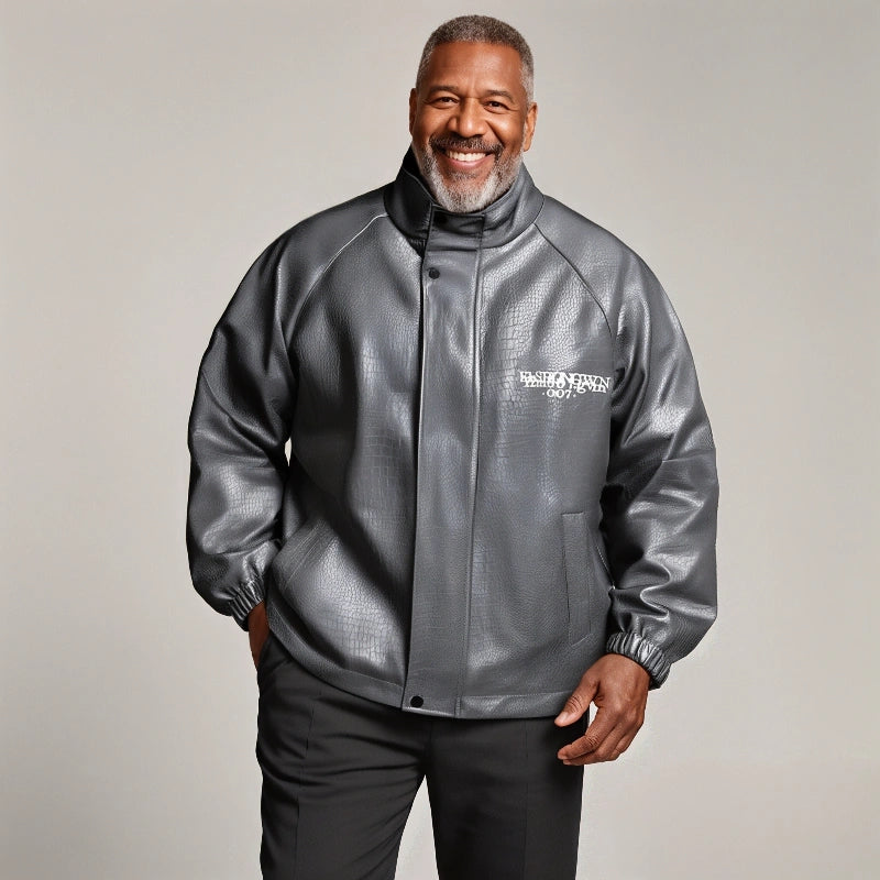 Premium/Luxury Crocodile-Embossed Leather Jacket