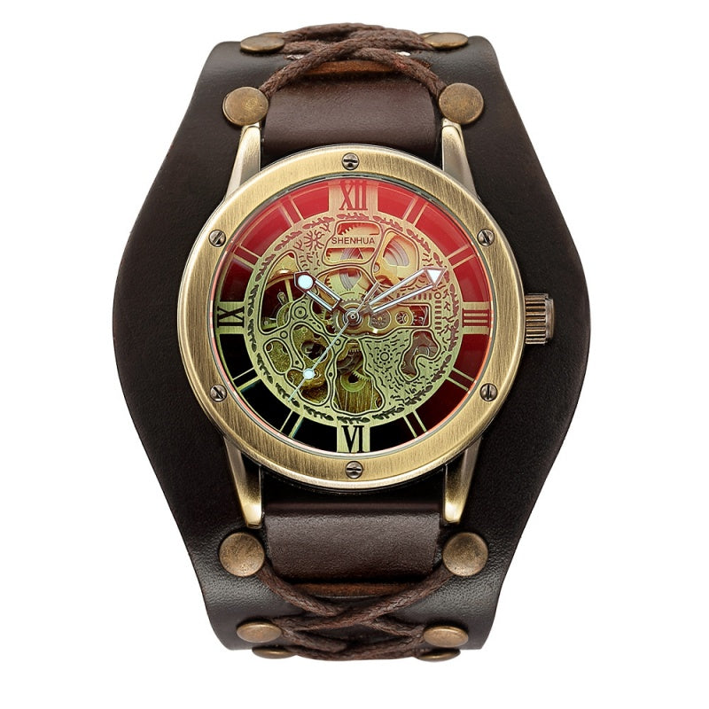 Men's Retro Automatic Skeleton Watch with Hidden Clasp
