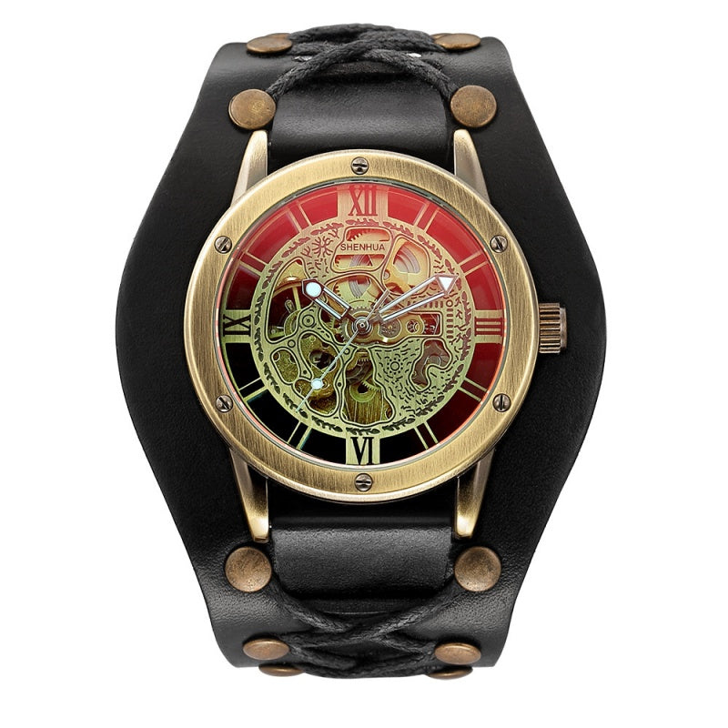 Men's Retro Automatic Skeleton Watch with Hidden Clasp