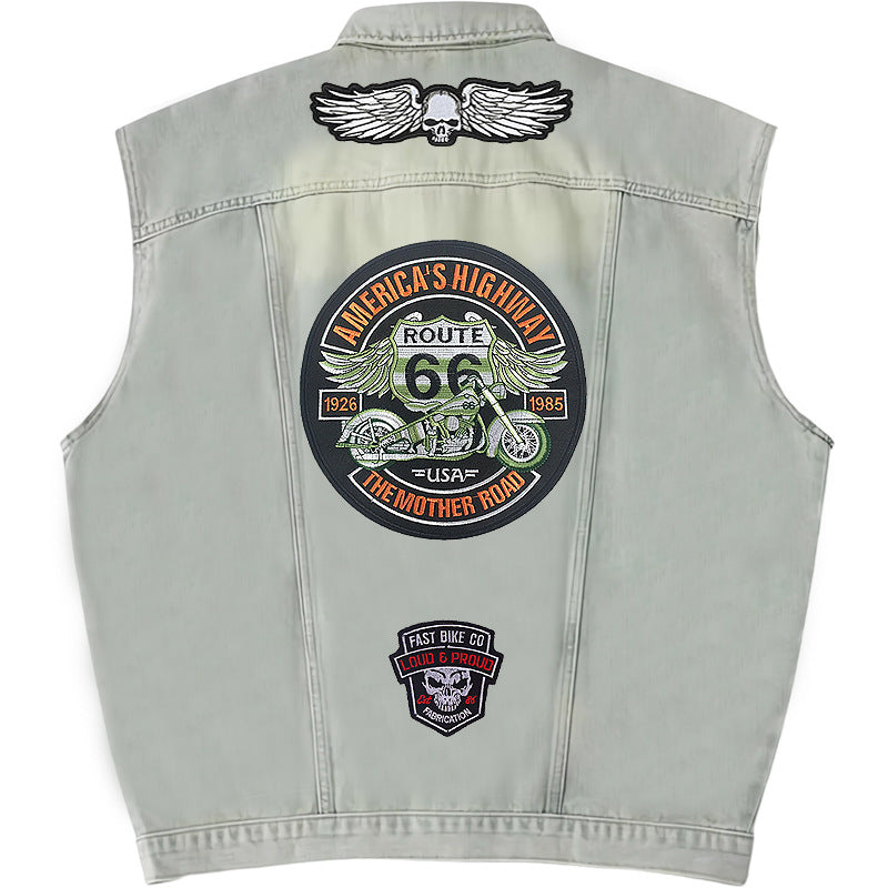 Highway 66 Motorcycle Denim Vest