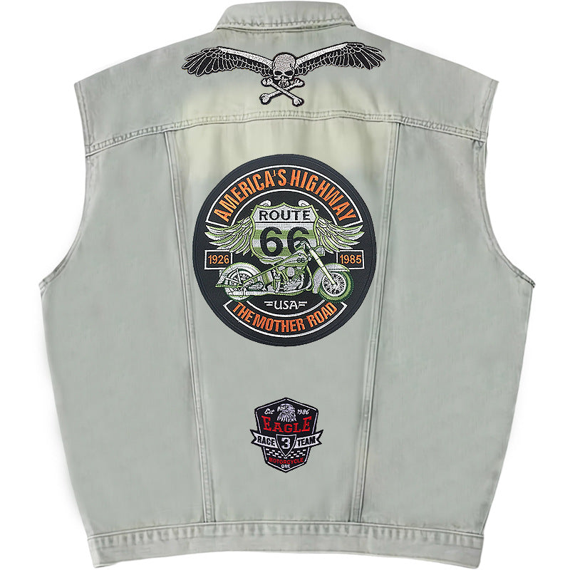 Highway 66 Motorcycle Denim Vest