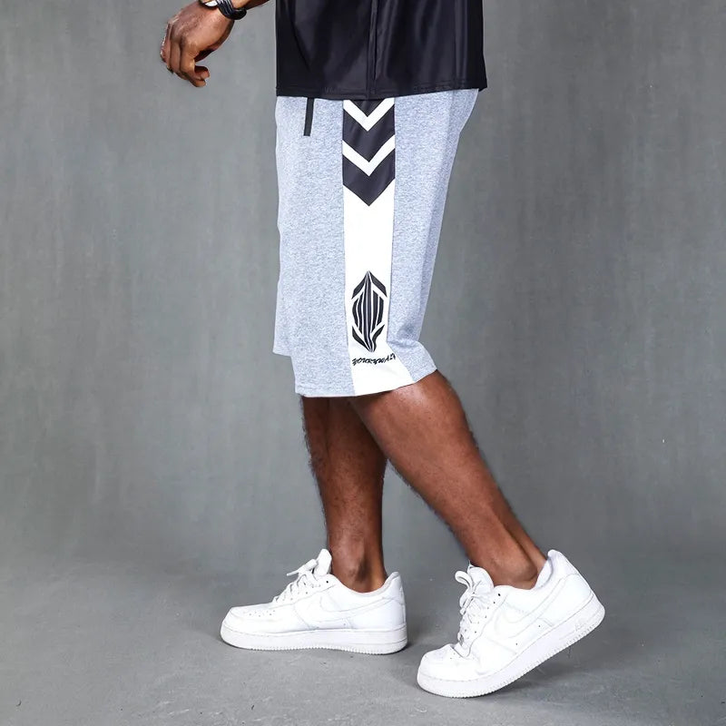 High-Stretch White Arrow Pattern Shorts