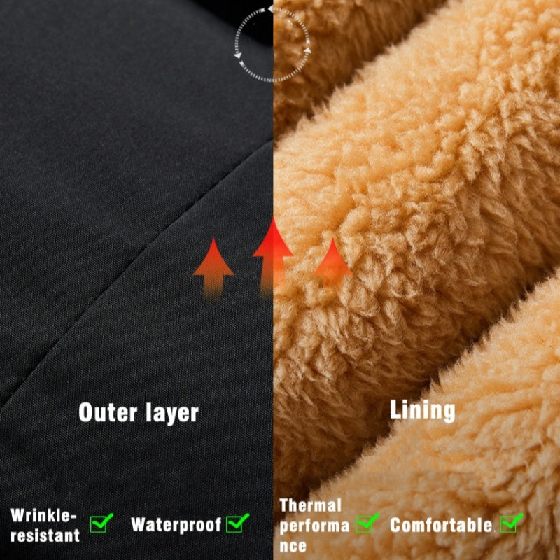 High-Quality Long-length Fleece-lined Thickened Warm Coat