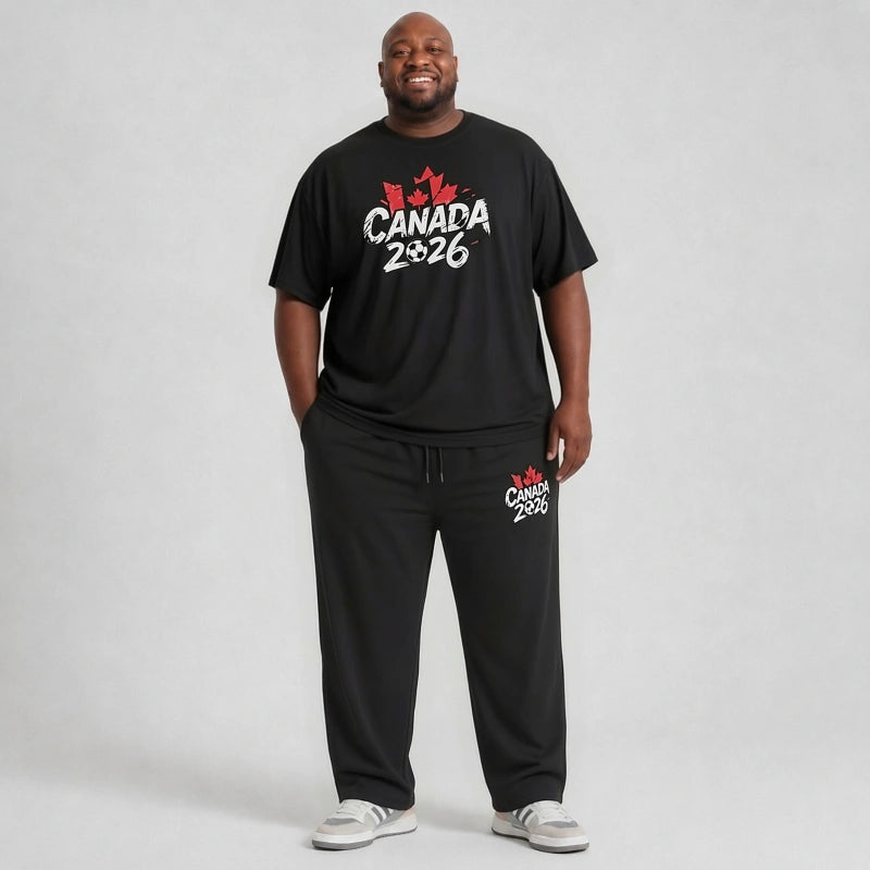 Canada 2026 Men's Big and Tall Soccer Football Graphic Tee and Lounge Pants/Shorts Set