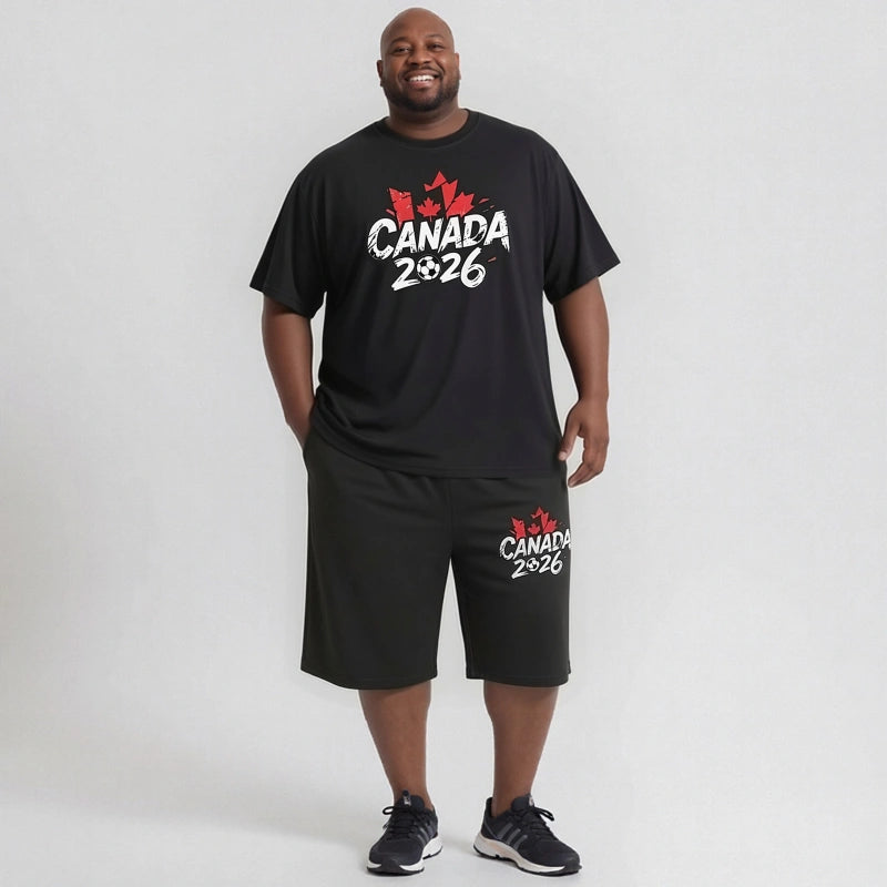 Canada 2026 Men's Big and Tall Soccer Football Graphic Tee and Lounge Pants/Shorts Set