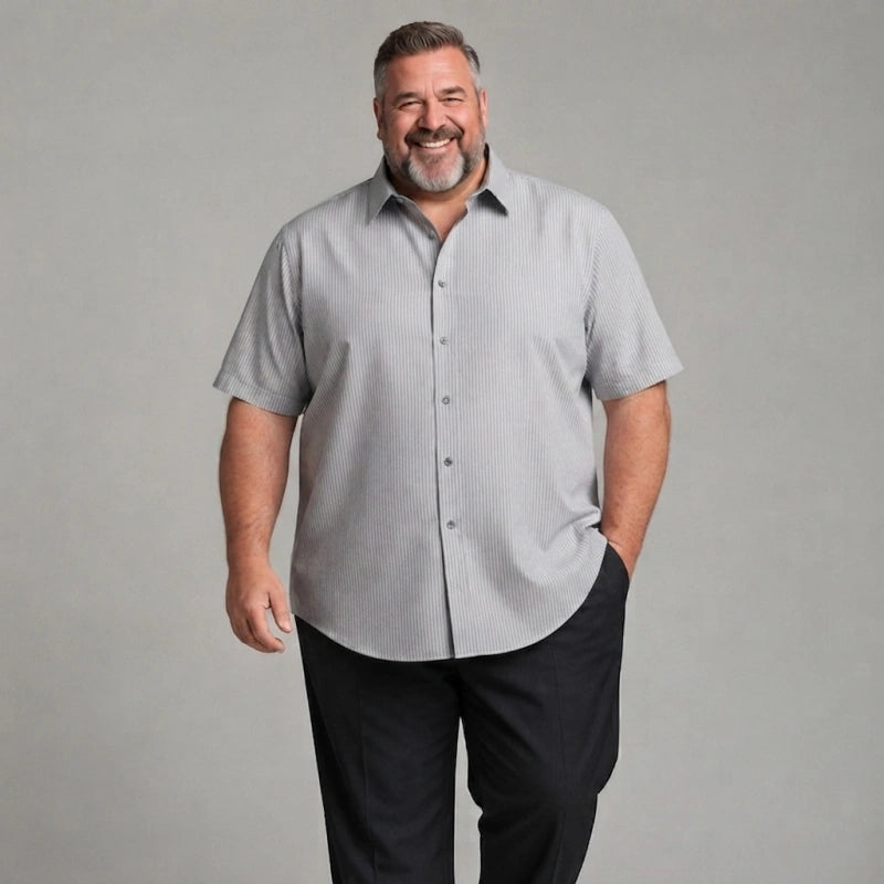 Men's Big Fit Striped Short-Sleeve Button-Down Shirt - Up to 8XL