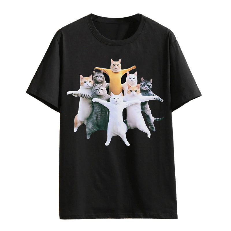 Plus-Size Cat Pattern Tee