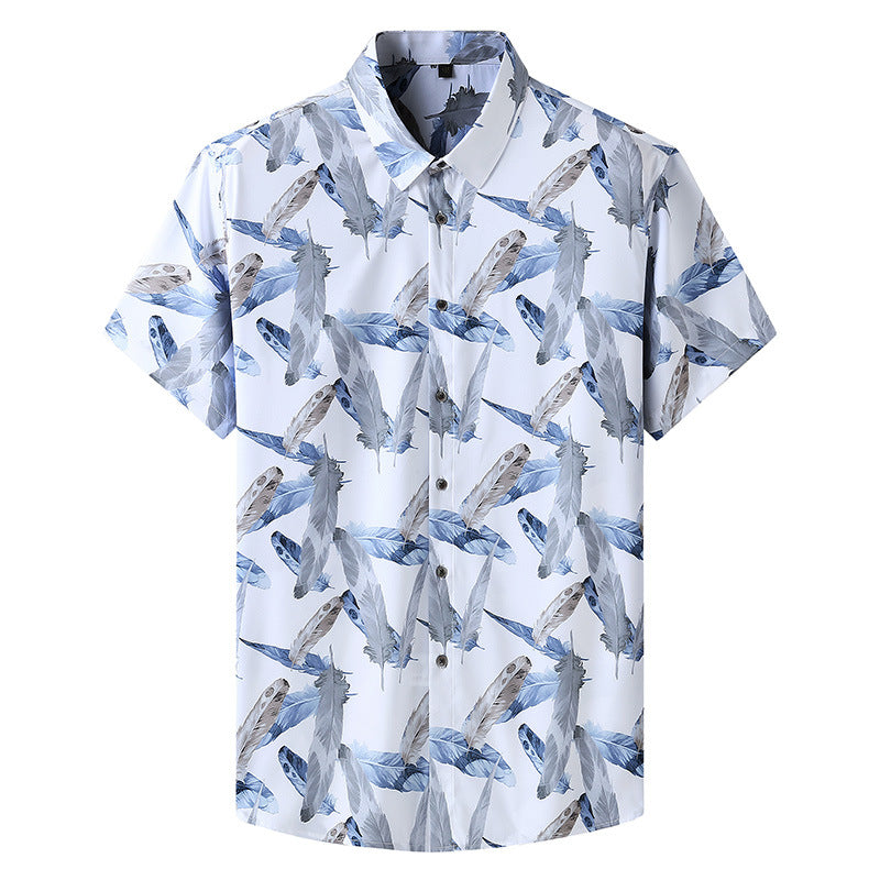 Short Sleeve High Stretch Leaf Flower Shirt