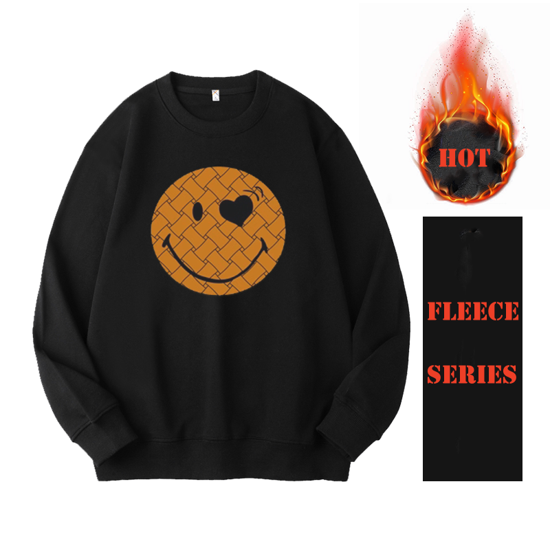 High-Quality Smiley Face Print Sweatshirt Set（BIG&TALL）