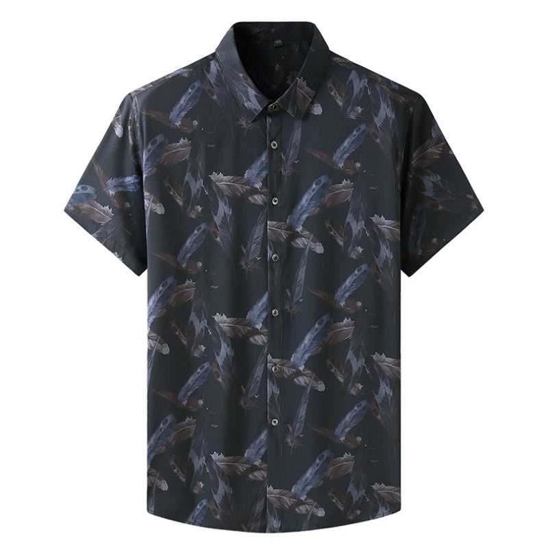 Short Sleeve High Stretch Leaf Flower Shirt