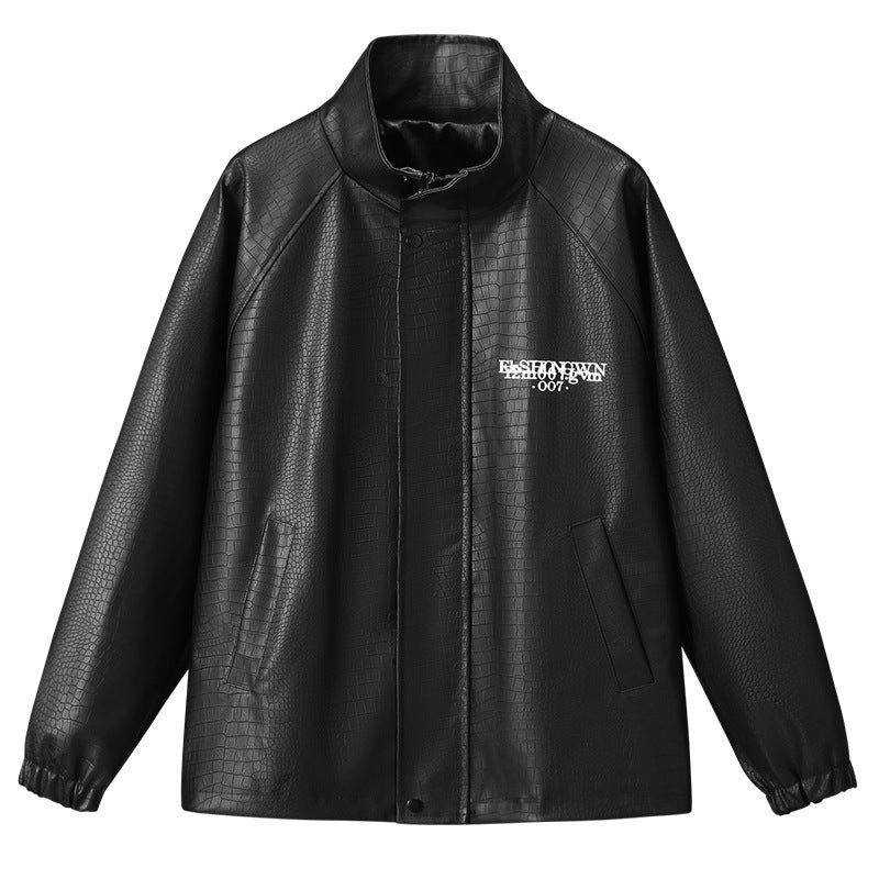 Premium/Luxury Crocodile-Embossed Leather Jacket