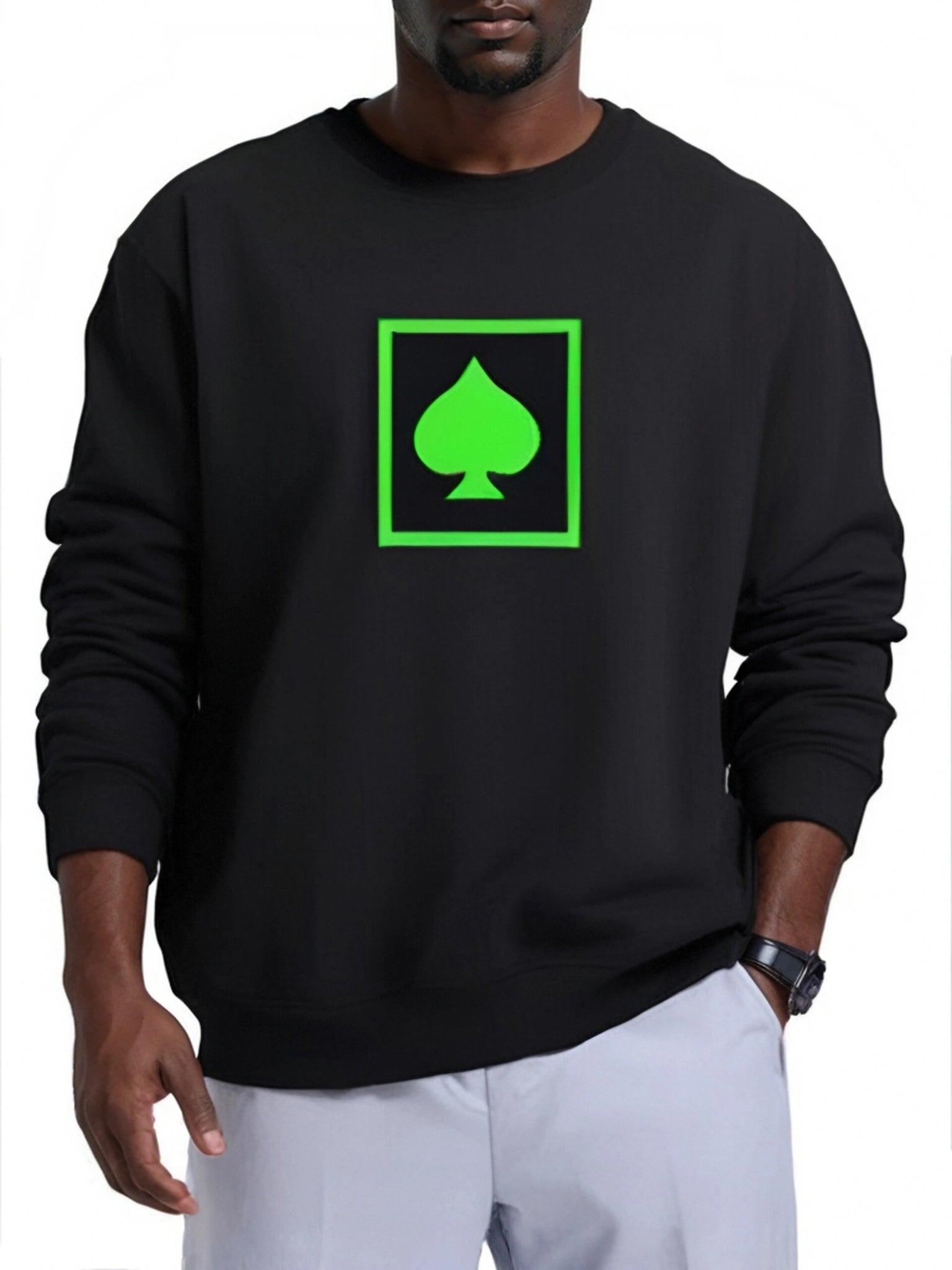 High-Quality Spade Pattern Sweatshirt Set (BIG&TALL)