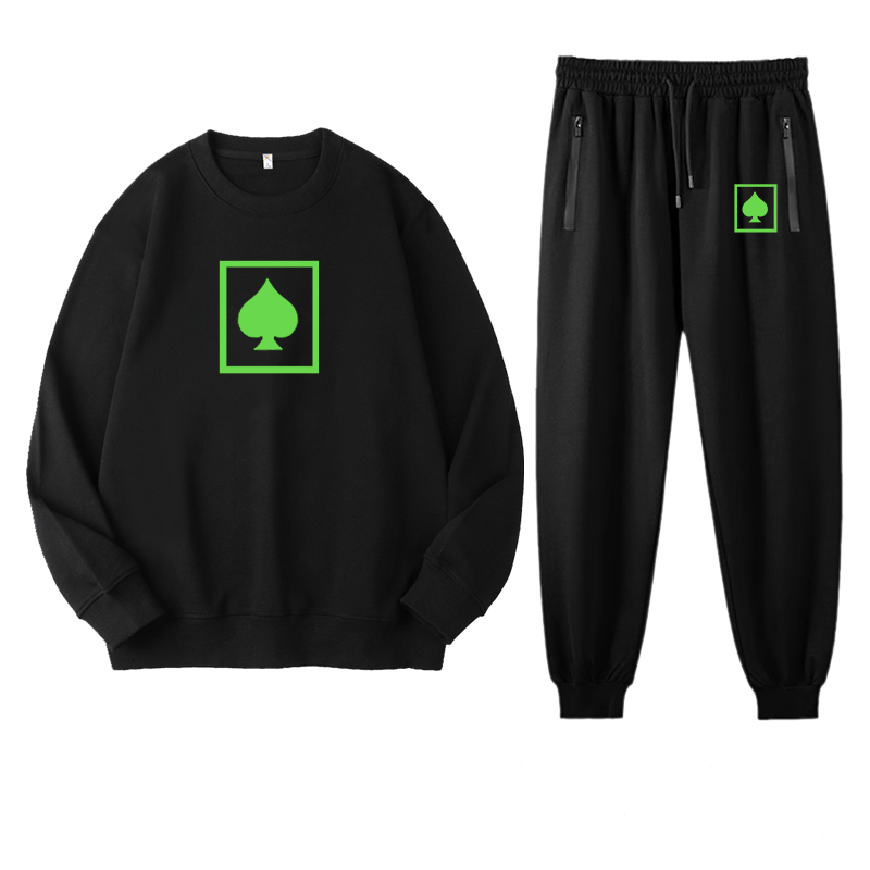 High-Quality Spade Pattern Sweatshirt Set (BIG&TALL)