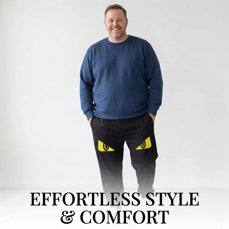 Casual Lightweight Pants with Fashionable Eye Motif