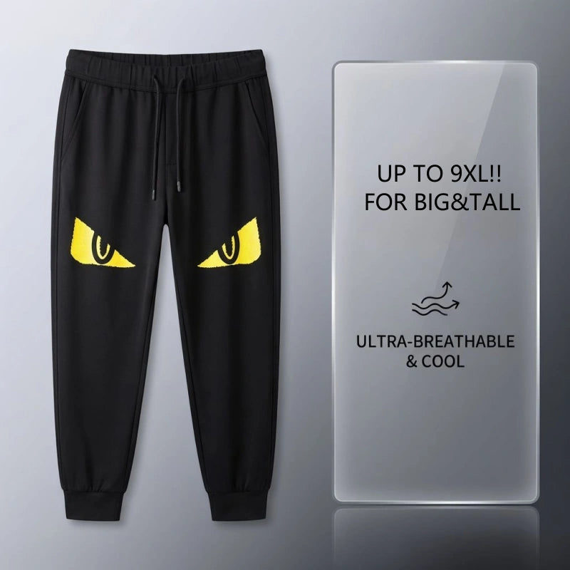 Casual Lightweight Pants with Fashionable Eye Motif