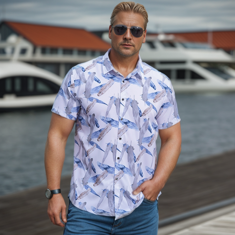 Short Sleeve High Stretch Leaf Flower Shirt