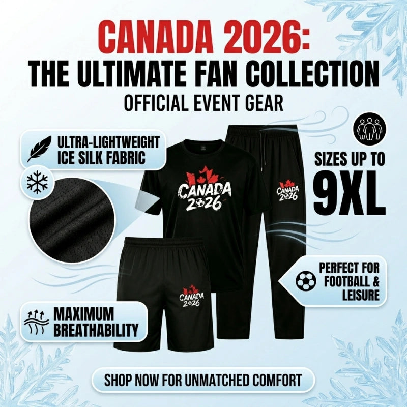 Canada 2026 Men's Big and Tall Soccer Football Graphic Tee and Lounge Pants/Shorts Set