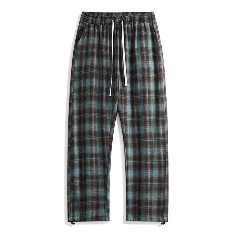 Classic Plaid Wide-Leg Lounge Pants - Anti-Chafing Fit