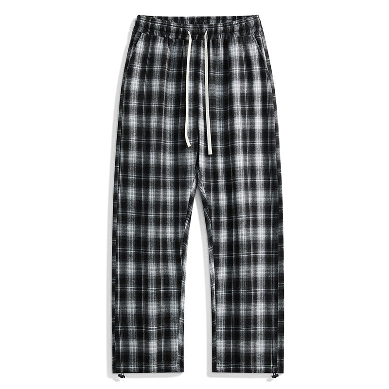 Classic Plaid Wide-Leg Lounge Pants - Anti-Chafing Fit