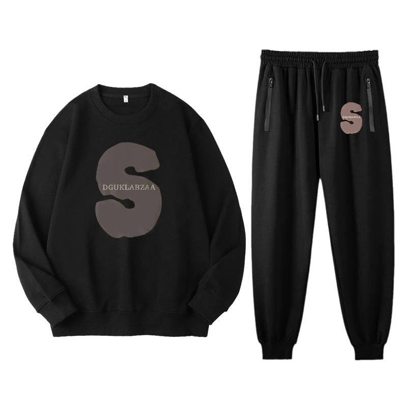 High-Quality Letter Print Sweatshirt Set （BIG&TALL）