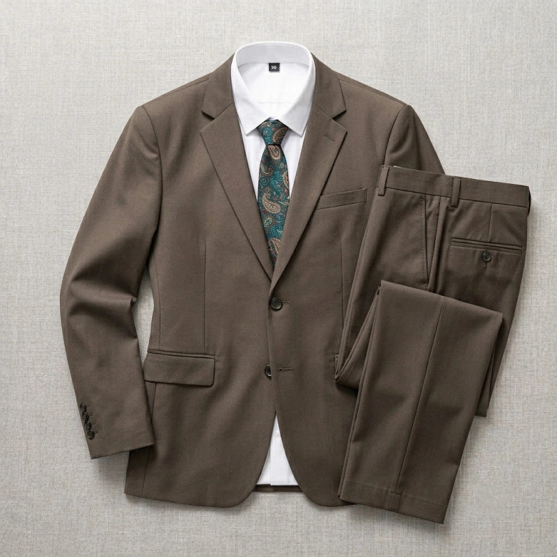 Double-Button Premium Fabric Suit Set