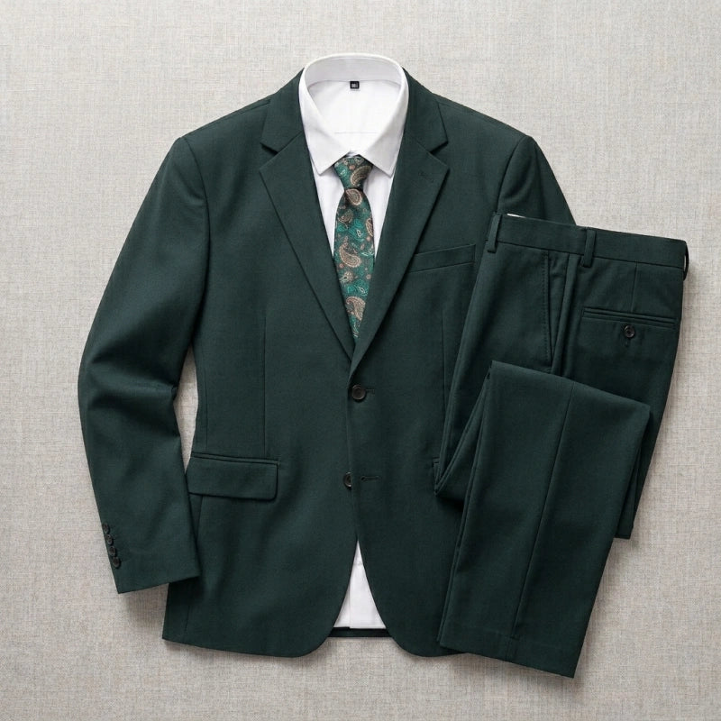 Double-Button Premium Fabric Suit Set