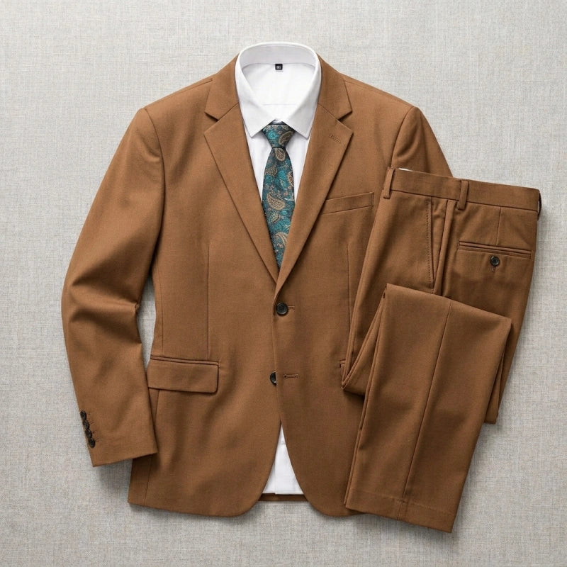 Double-Button Premium Fabric Suit Set