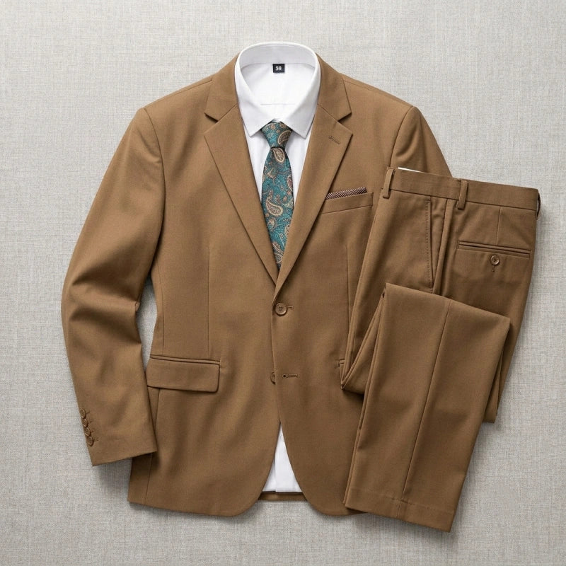 Double-Button Premium Fabric Suit Set